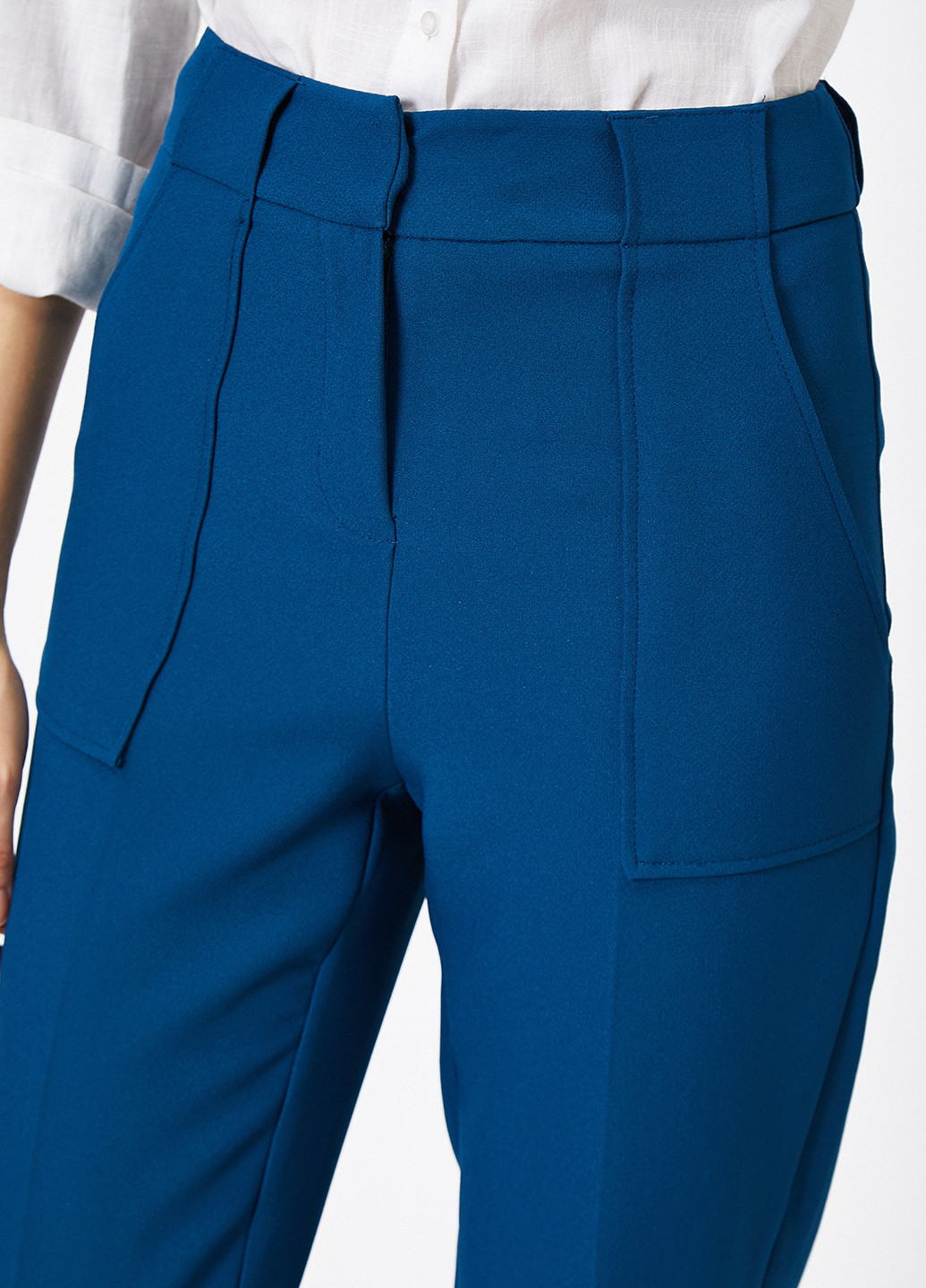 Синие кэжуал демисезонные прямые брюки KOTON