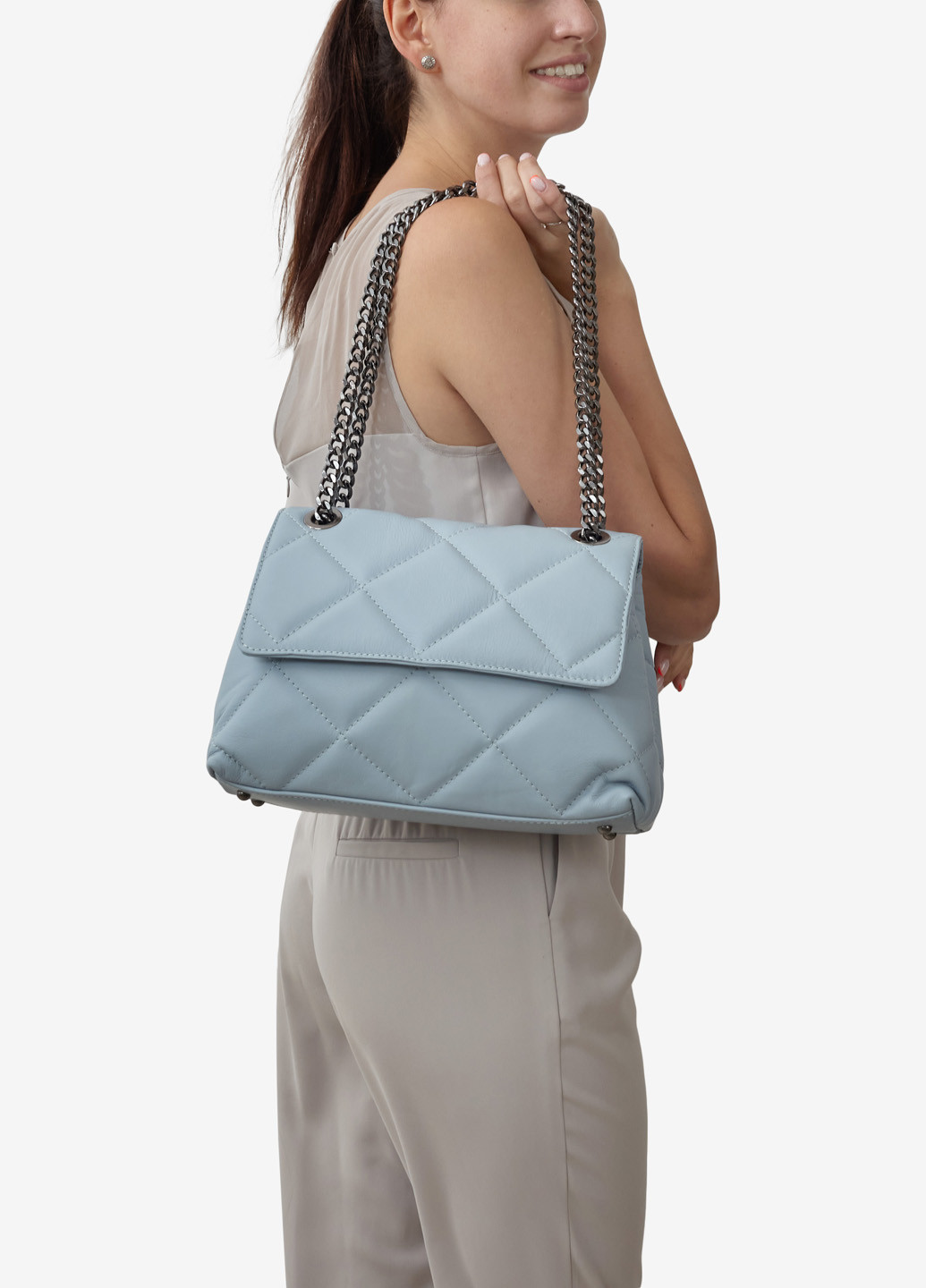 Сумка жіноча на ланцюжках крос-боді середня Сrossbody Nappa Regina Notte (253651173)