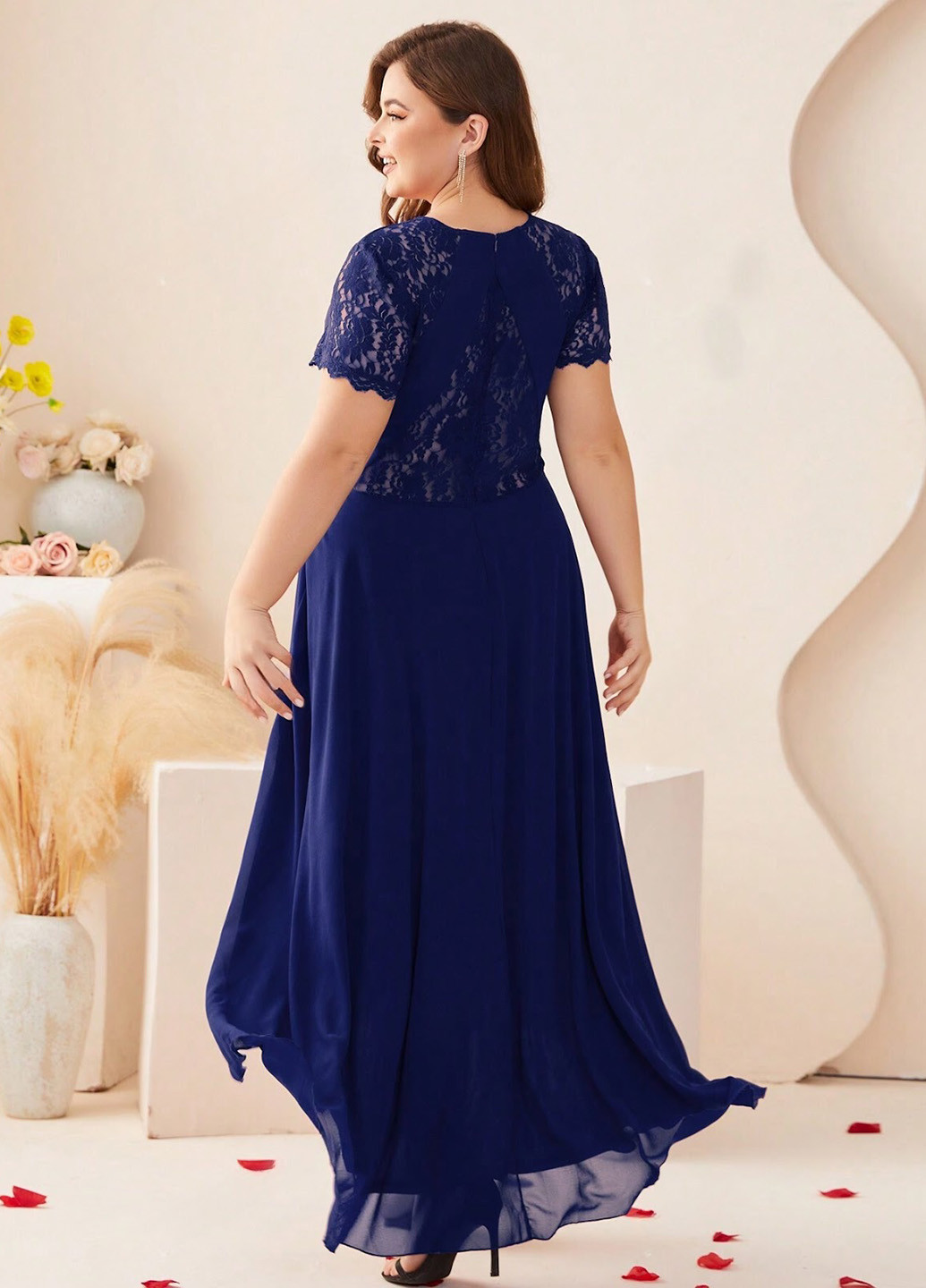 Темно-синя вечірня сукня SHEIN однотонна