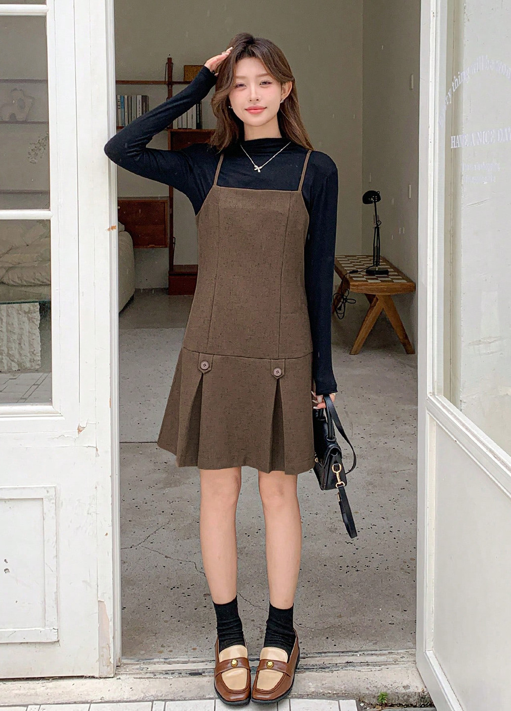 Коричнева кежуал сукня а-силует SHEIN однотонна