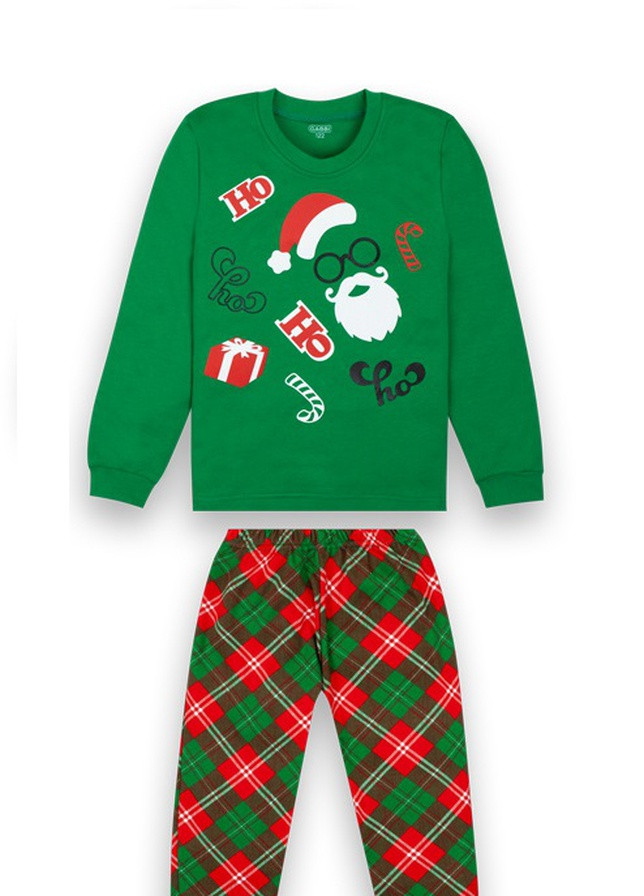 Зелена всесезон дитяча піжама для хлопчика лонгслив + брюки Габби