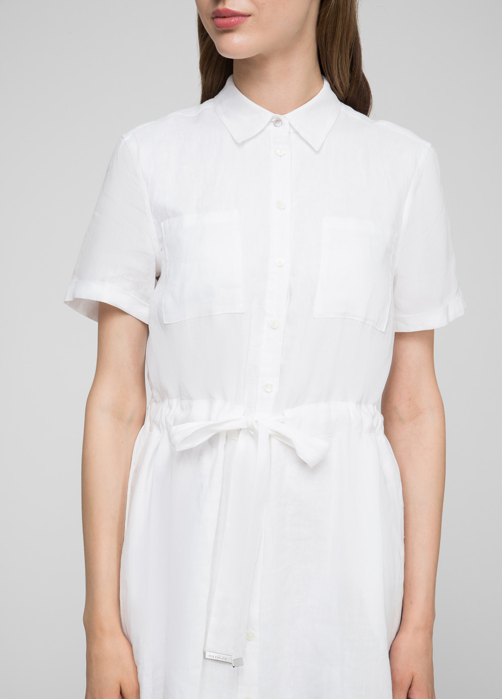 Белое деловое платье рубашка Tommy Hilfiger однотонное