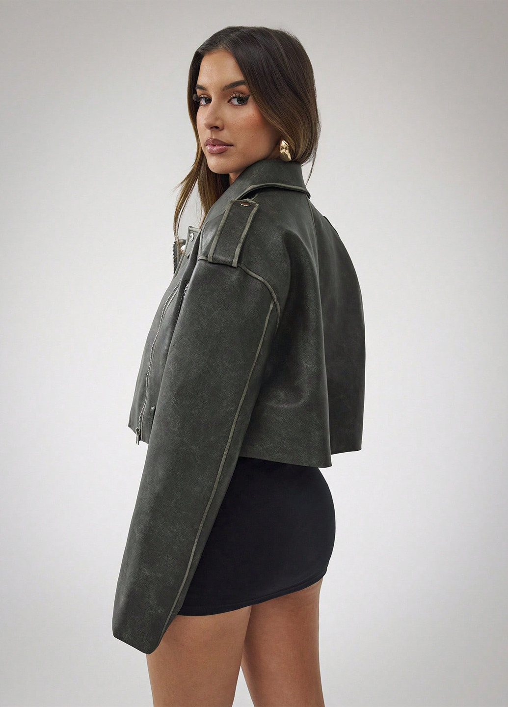 Сіро-зелена демісезонна куртка косуха SHEIN