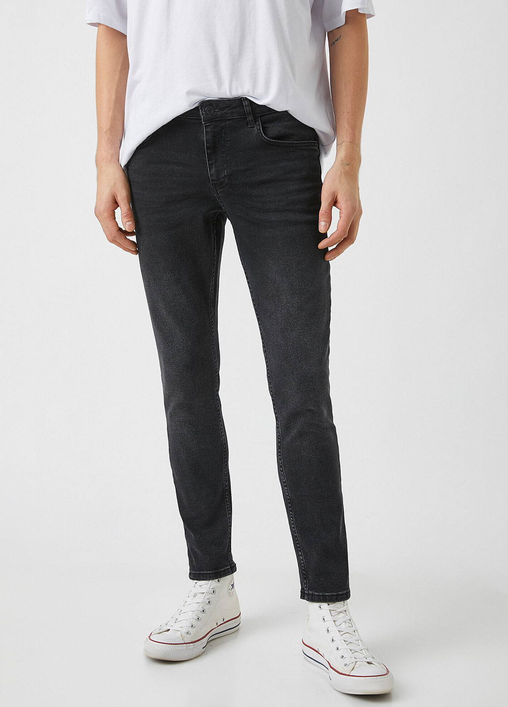Черные демисезонные зауженные, скинни, укороченные джинсы KOTON