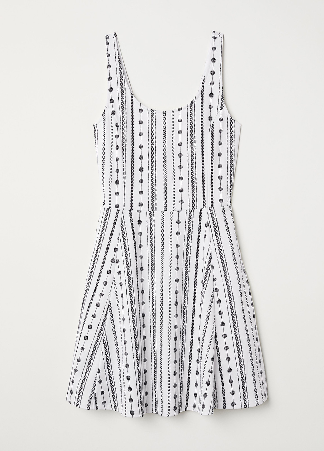 Белое повседневный платье клеш H&M с орнаментом