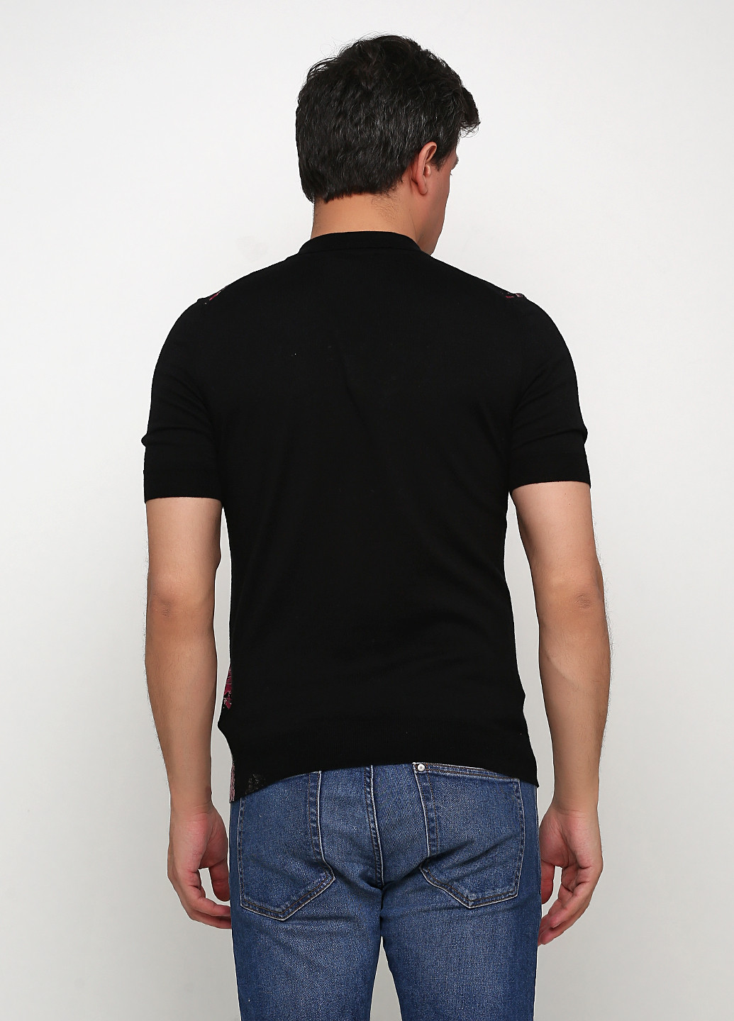 Черная футболка-поло для мужчин John Richmond с рисунком