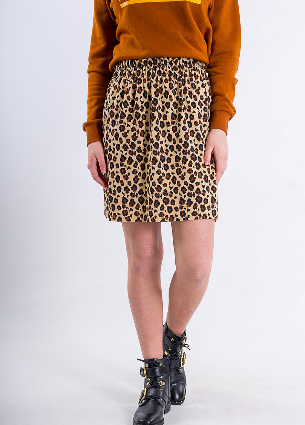 Светло-коричневая кэжуал леопардовая юбка Jennyfer