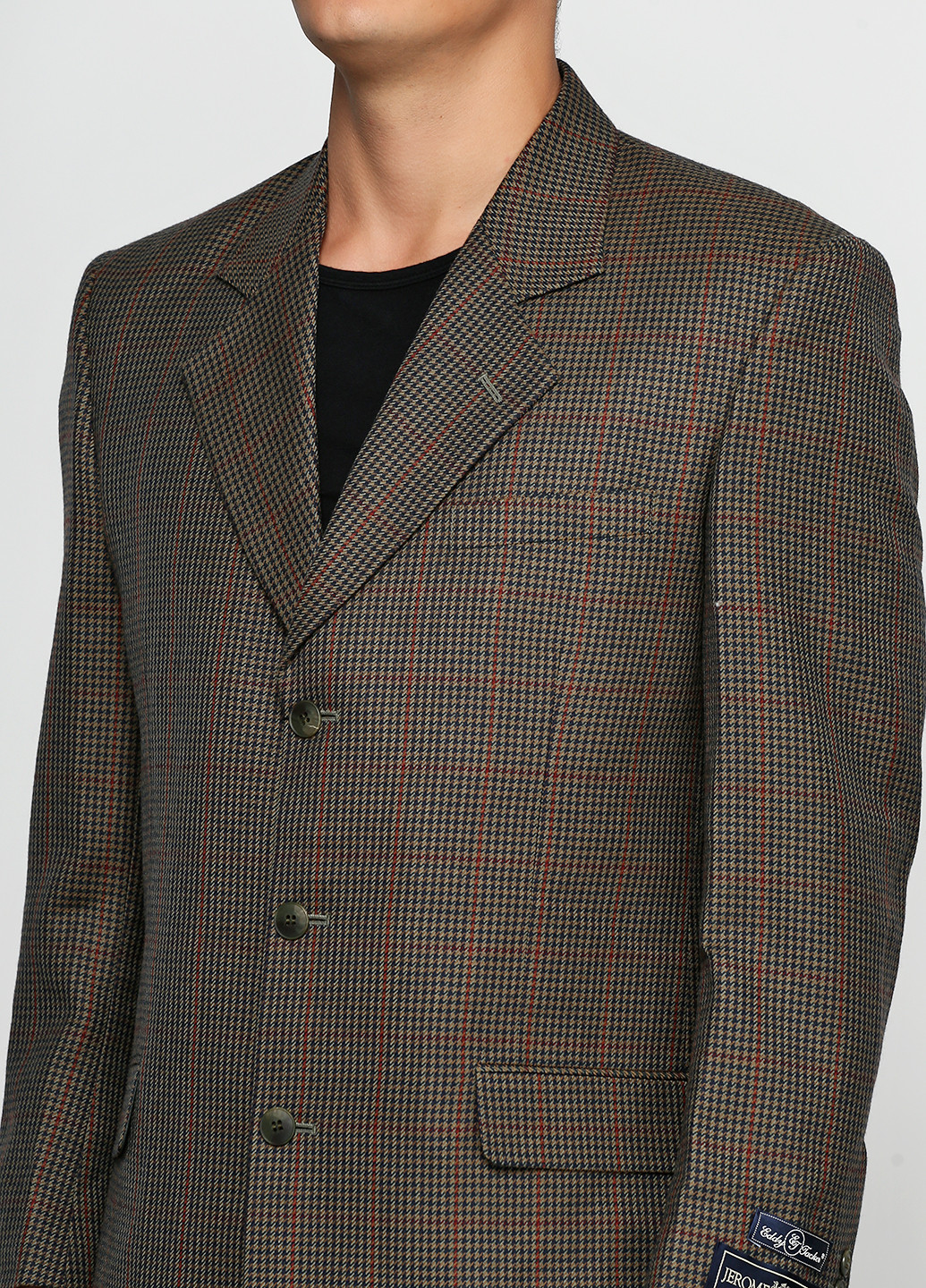 Пиджак Eddy Jacker с длинным рукавом клетка оливковый кэжуал