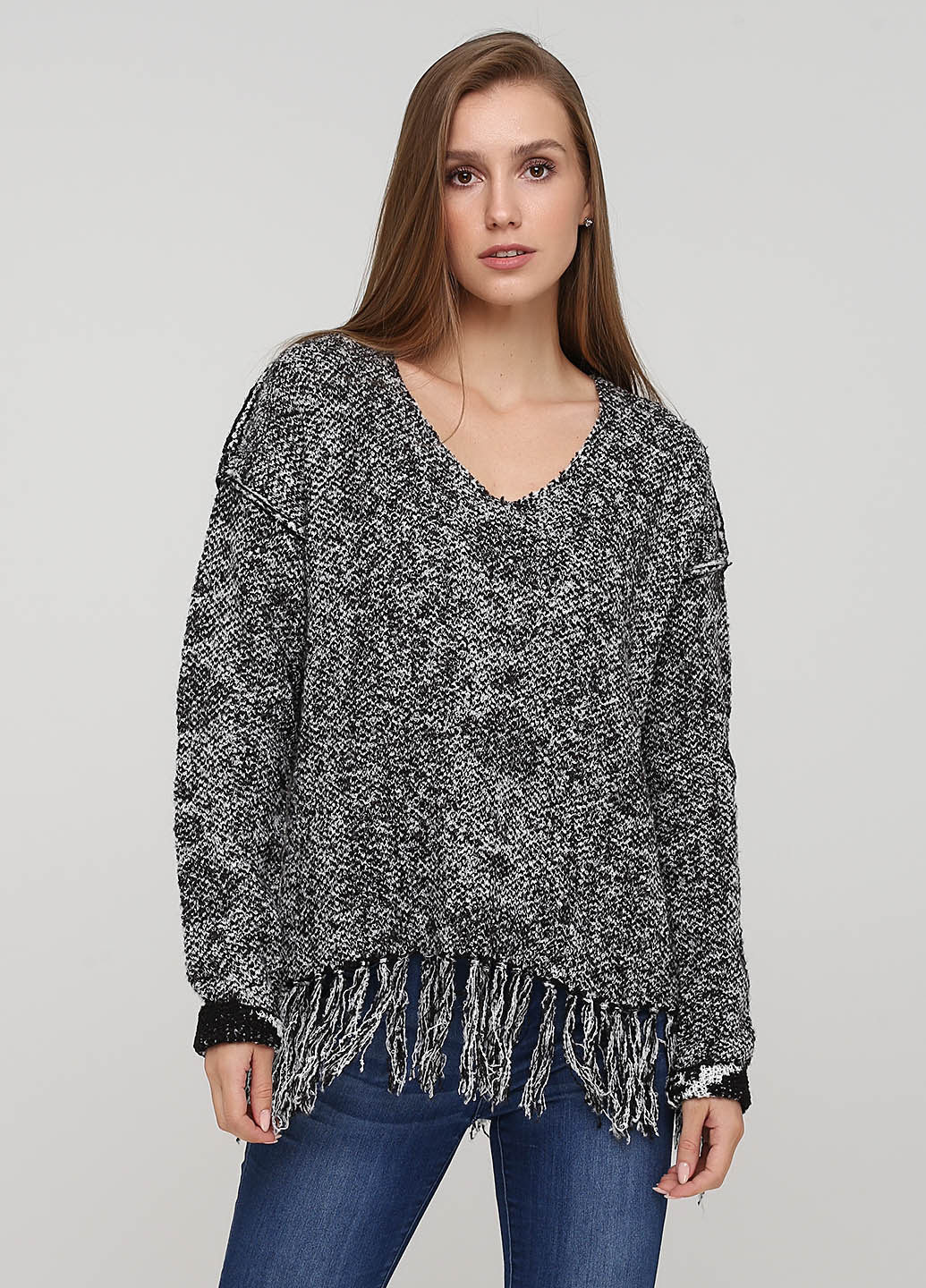 Серый зимний пуловер пуловер Costes