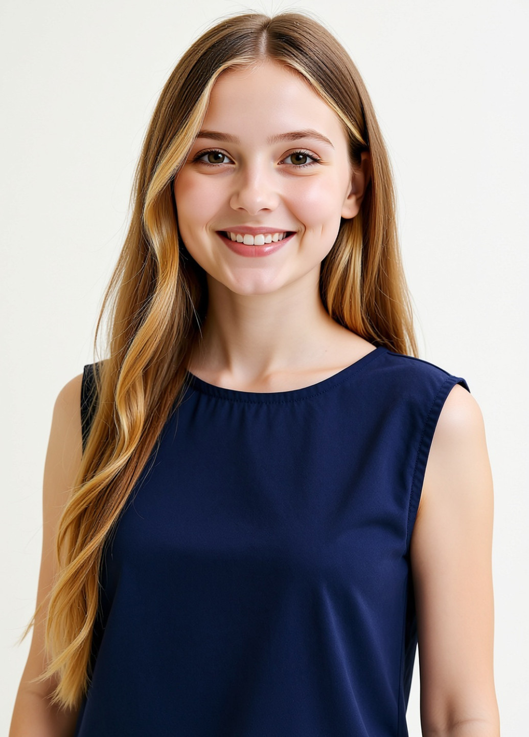 Темно-синяя однотонная блузка Reserved летняя