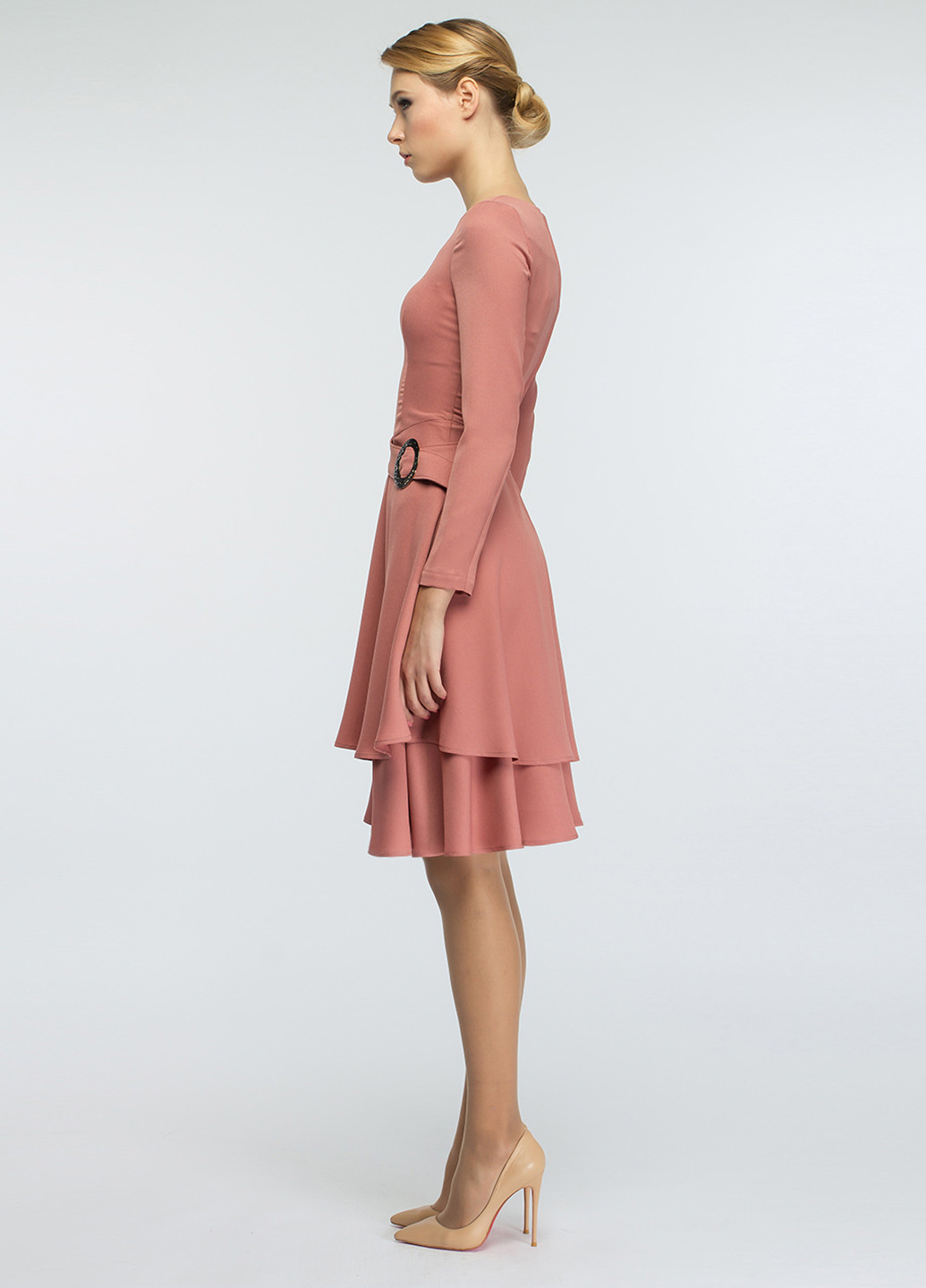 Рожева кежуал плаття, сукня кльош BGL однотонна
