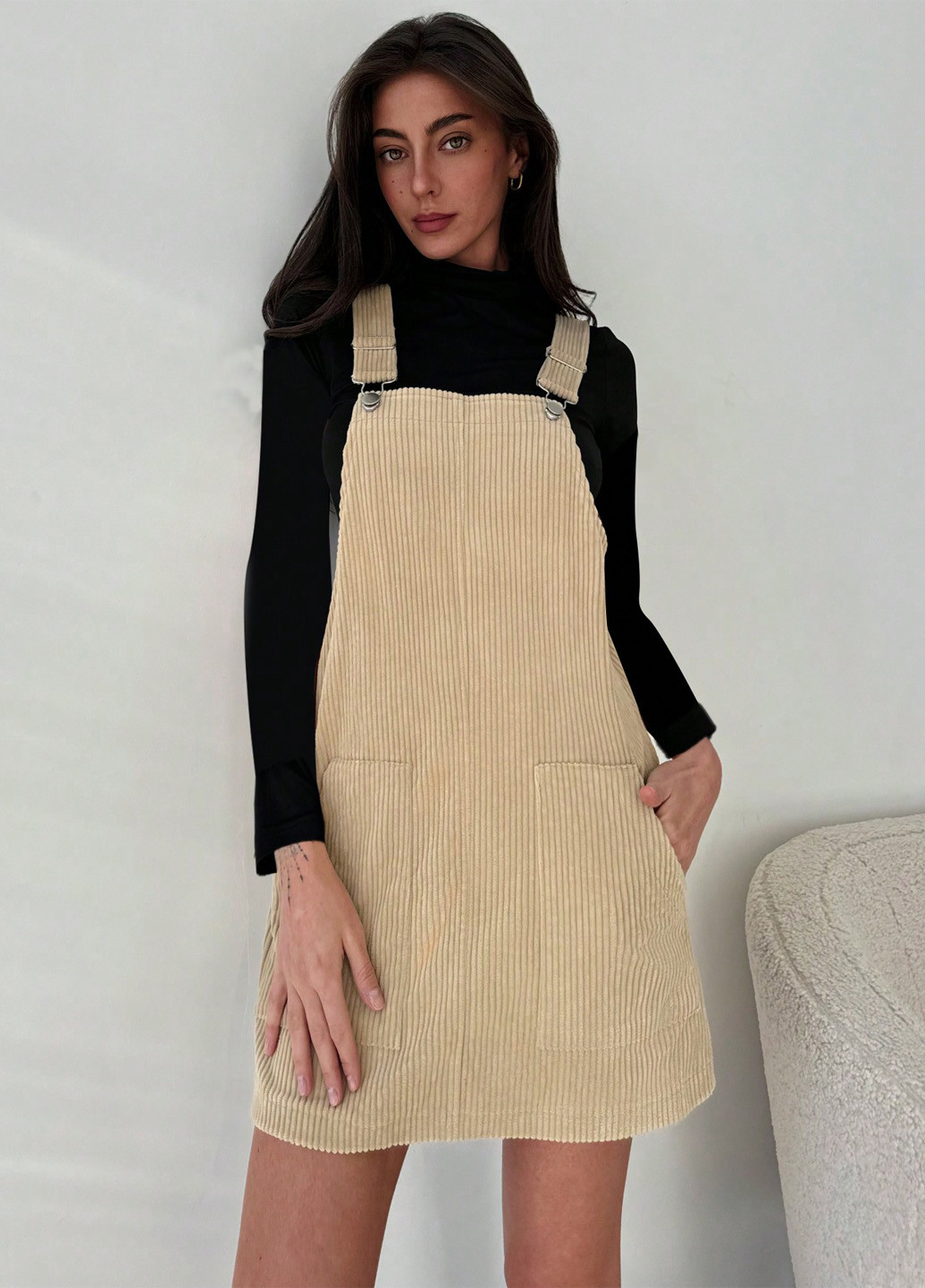 Демисезонный женский сарафан SHEIN однотонный