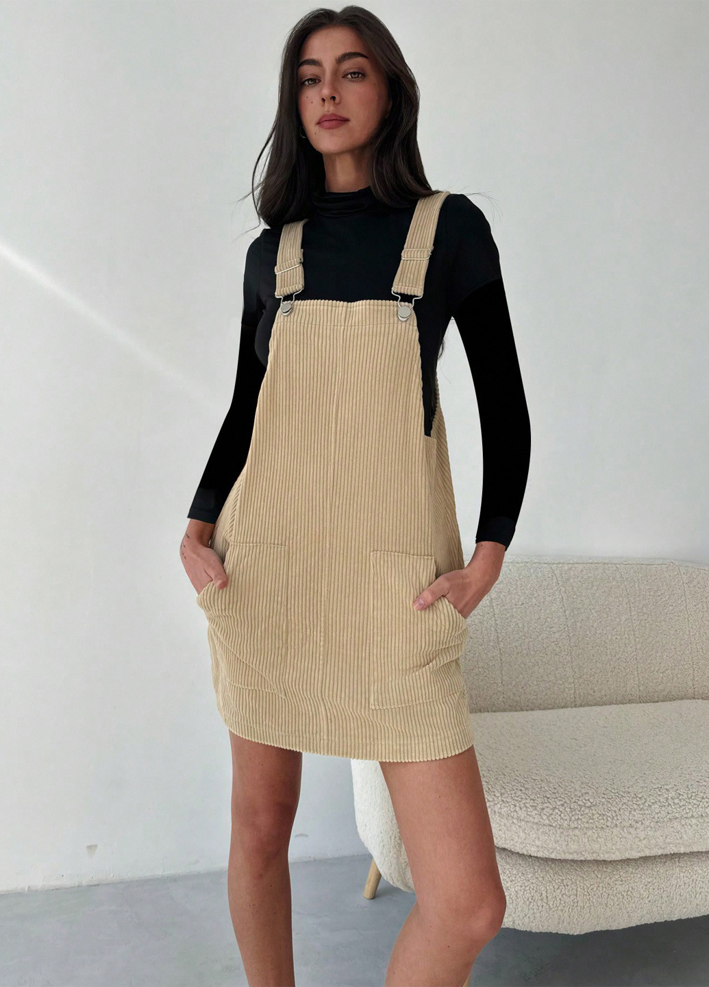 Демисезонный женский сарафан SHEIN однотонный