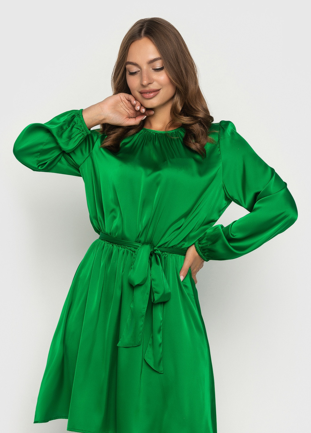 Зеленое вечернее вечернее платье с юбкой-солнце, колокол, клеш BeART однотонное