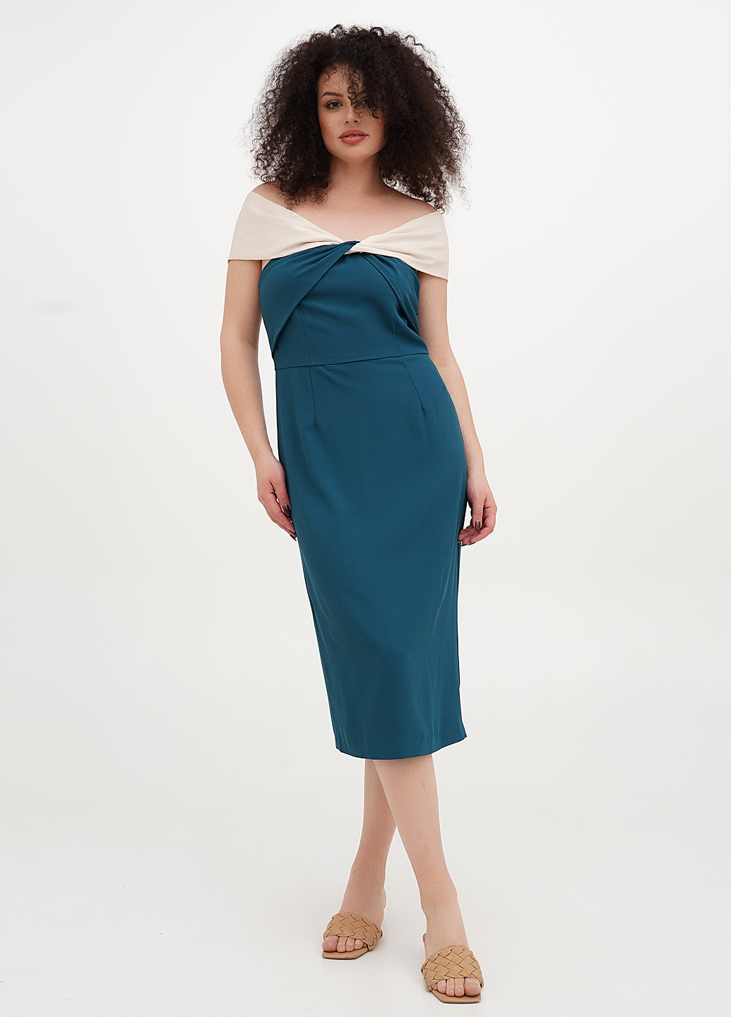 Морской волны кэжуал платье Motf однотонное