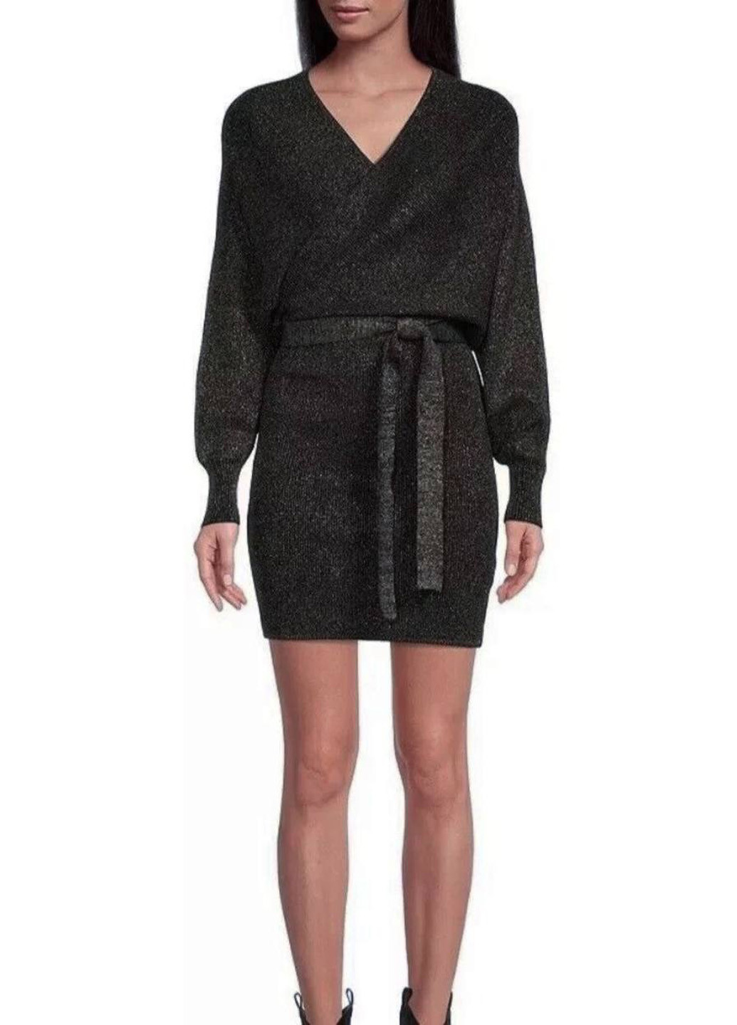 Графітова вечірня, святковий сукня на запах, сукня светр Gianni Bini однотонна