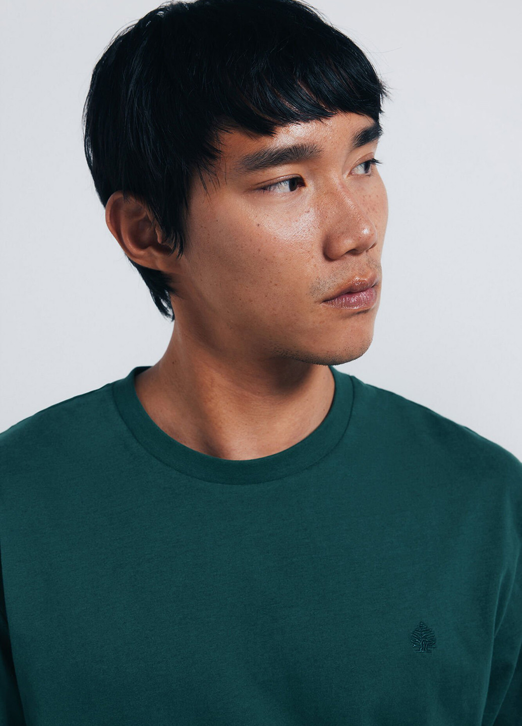 Лонгслів Springfield однотонний зелений кежуали бавовна, трикотаж