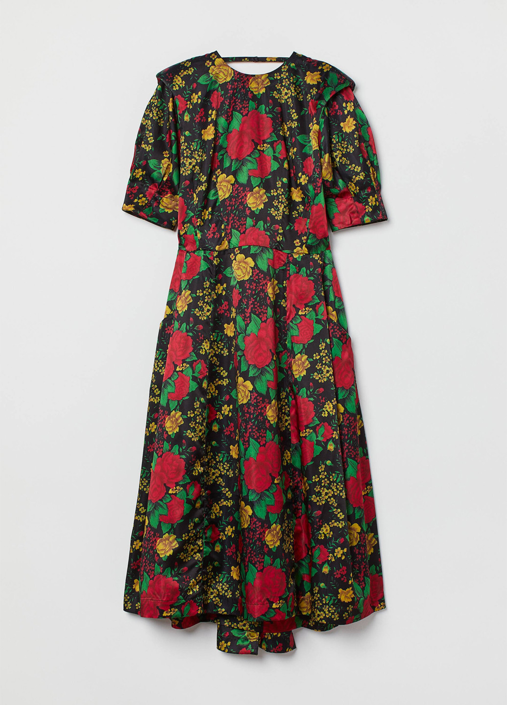 Чорна вечірня сукня кльош, з відкритою спиною H&M троянди