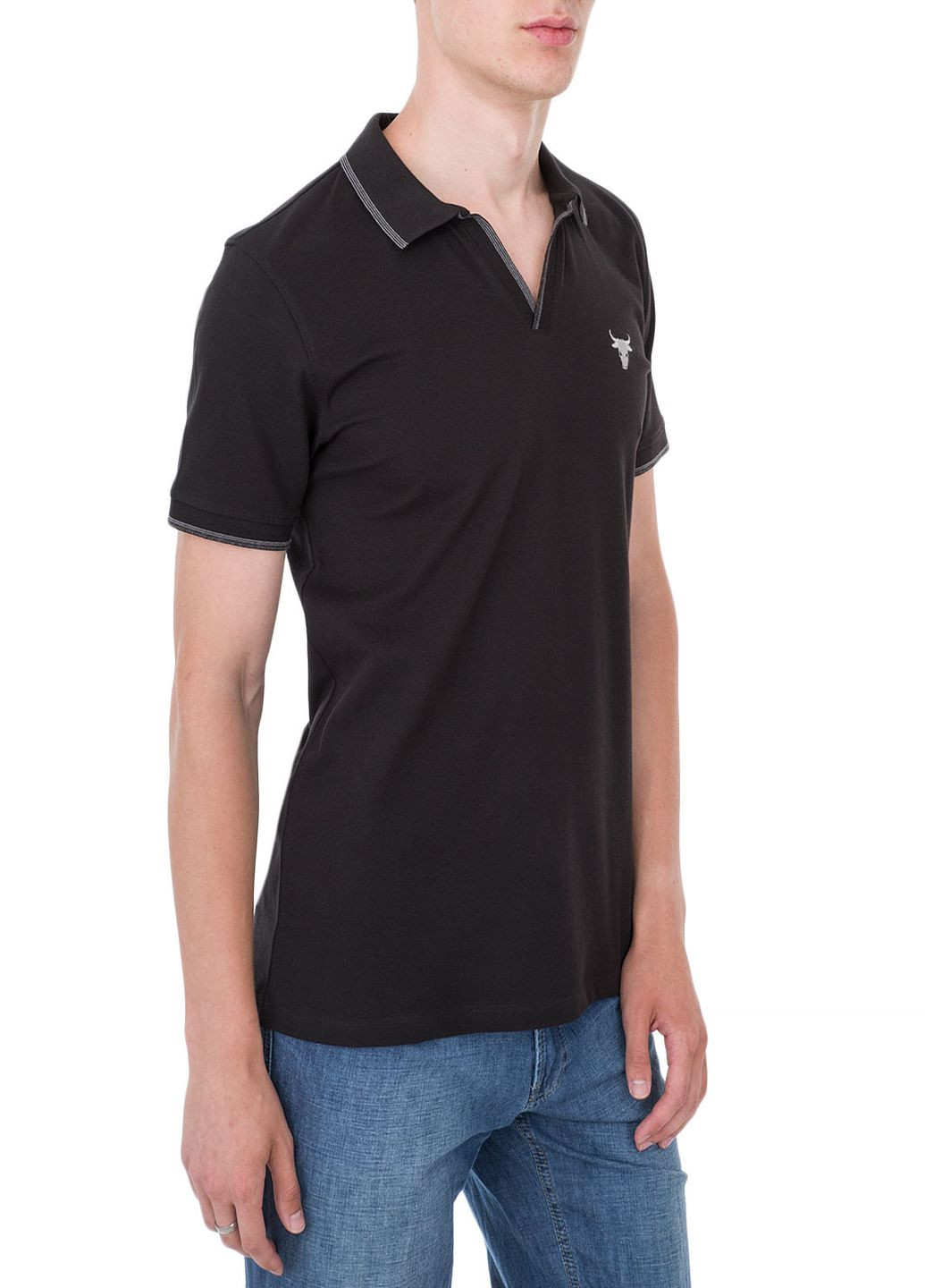 Черная футболка-поло чоловіче для мужчин IK5 с логотипом