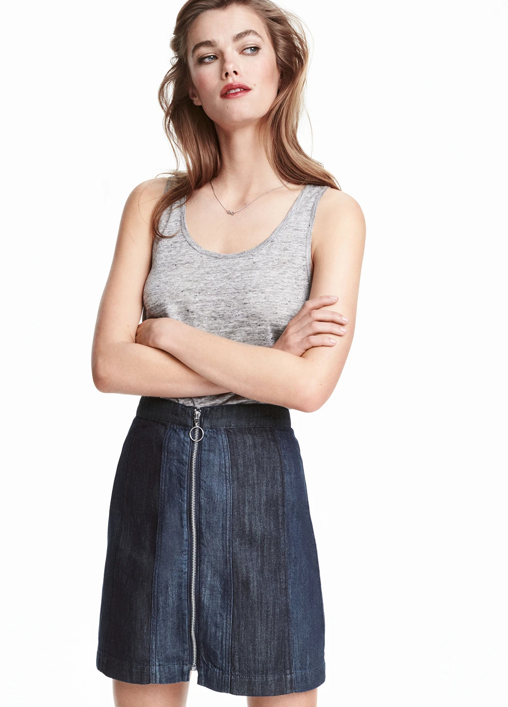 Темно-синяя кэжуал однотонная юбка H&M