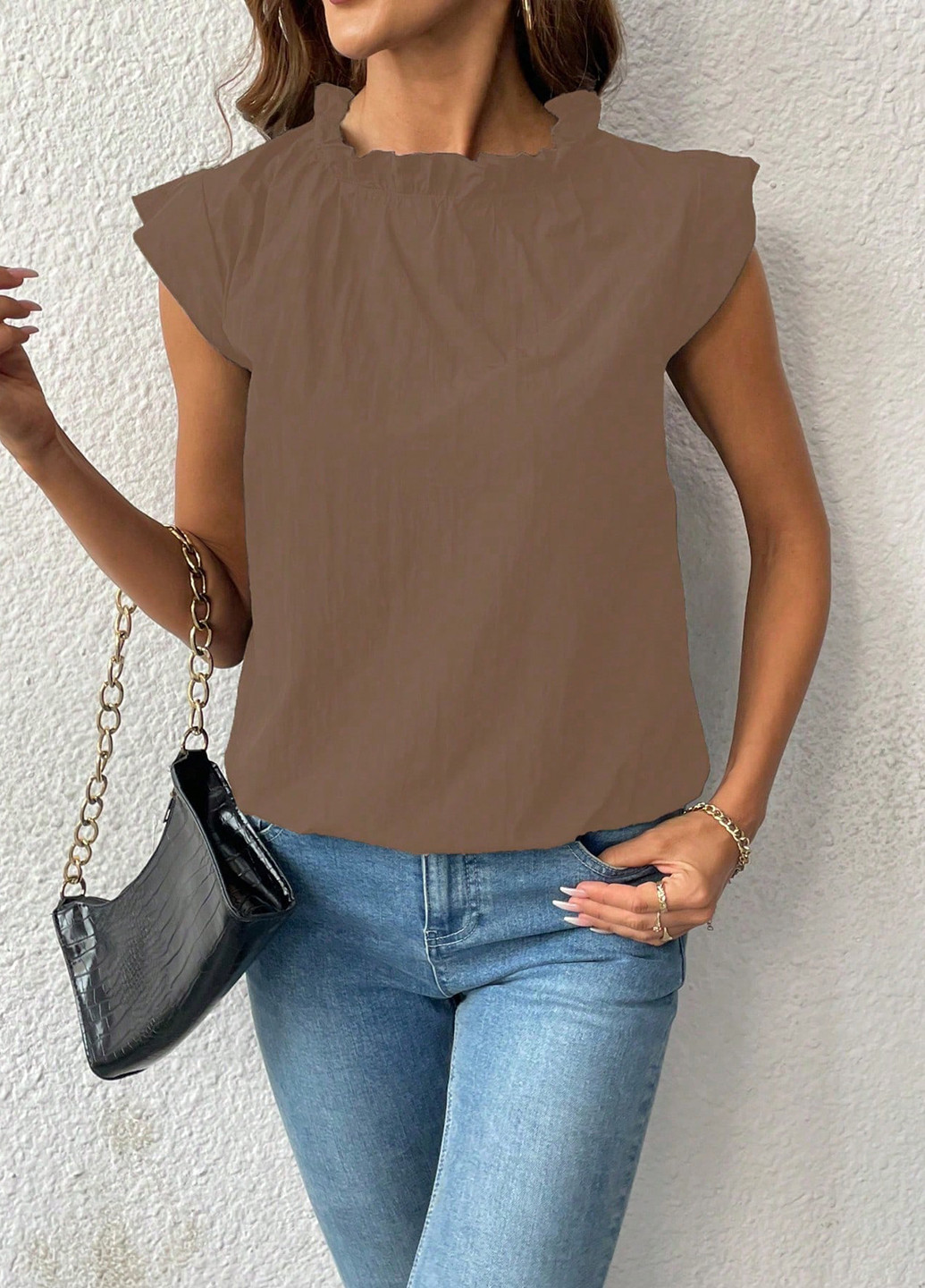 Кавова блуза SHEIN