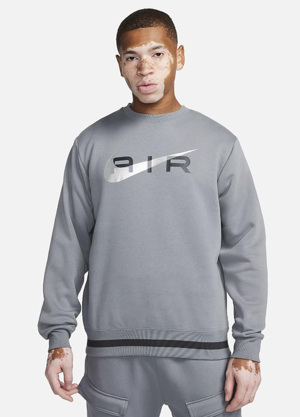 Серый свитшот fn7692-065 Nike логотип без декора (321505936)
