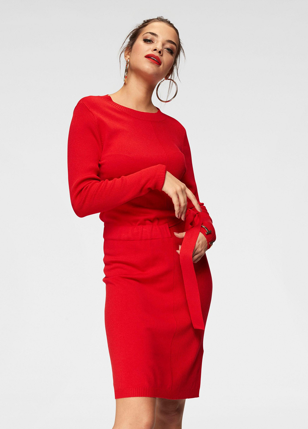 Красное кэжуал платье футляр Jacqueline de Yong однотонное
