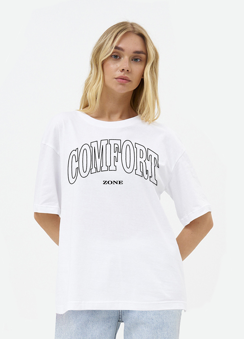 Біла літня футболка жіноча оверсайз comfort zone KASTA design