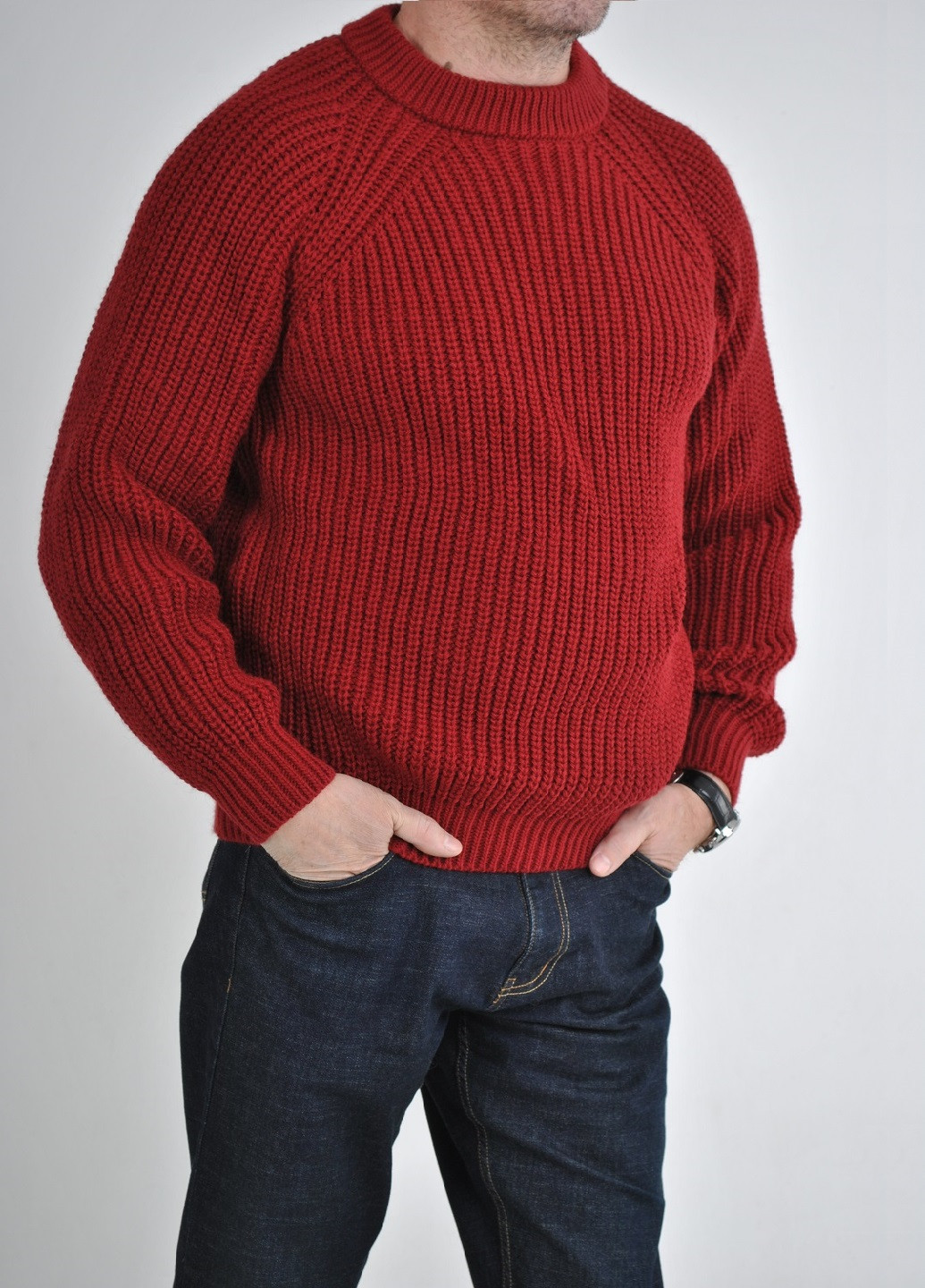 Темно-червоний зимовий светр крупної в'язки Berta Lucci