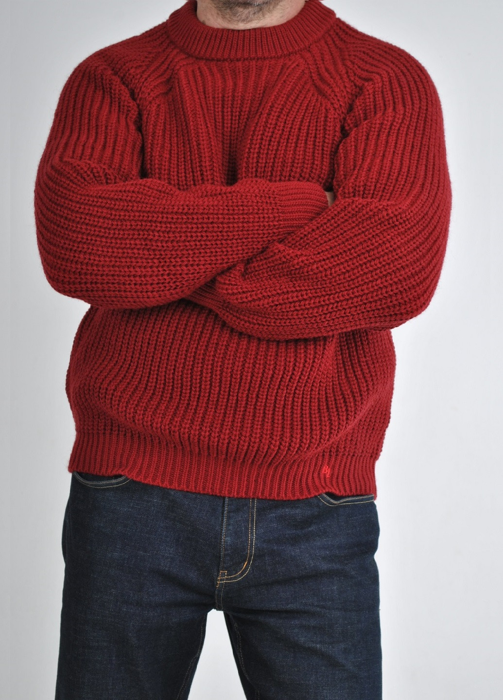 Темно-червоний зимовий светр крупної в'язки Berta Lucci