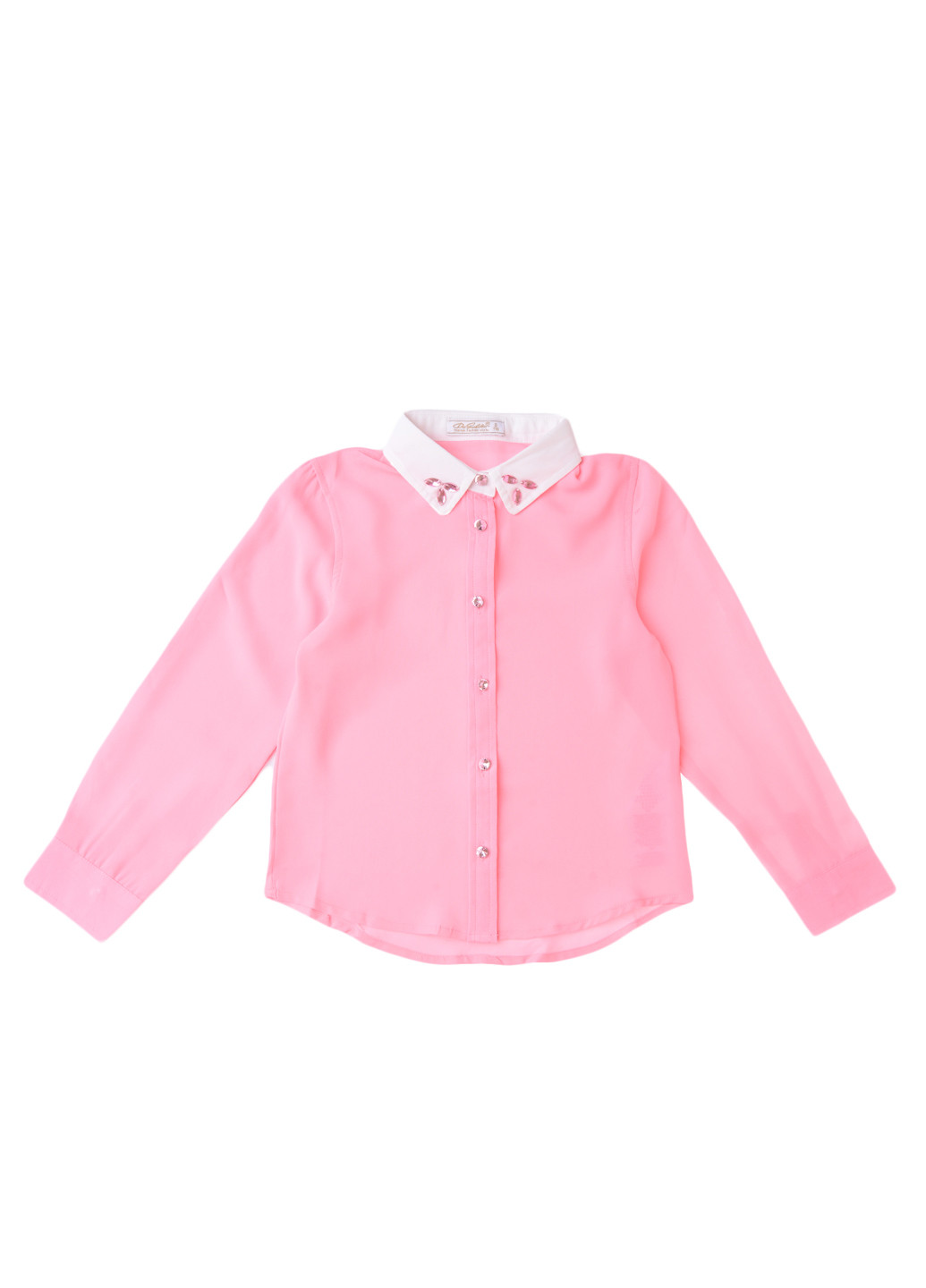 Розовая однотонная блузка с длинным рукавом De Salitto демисезонная