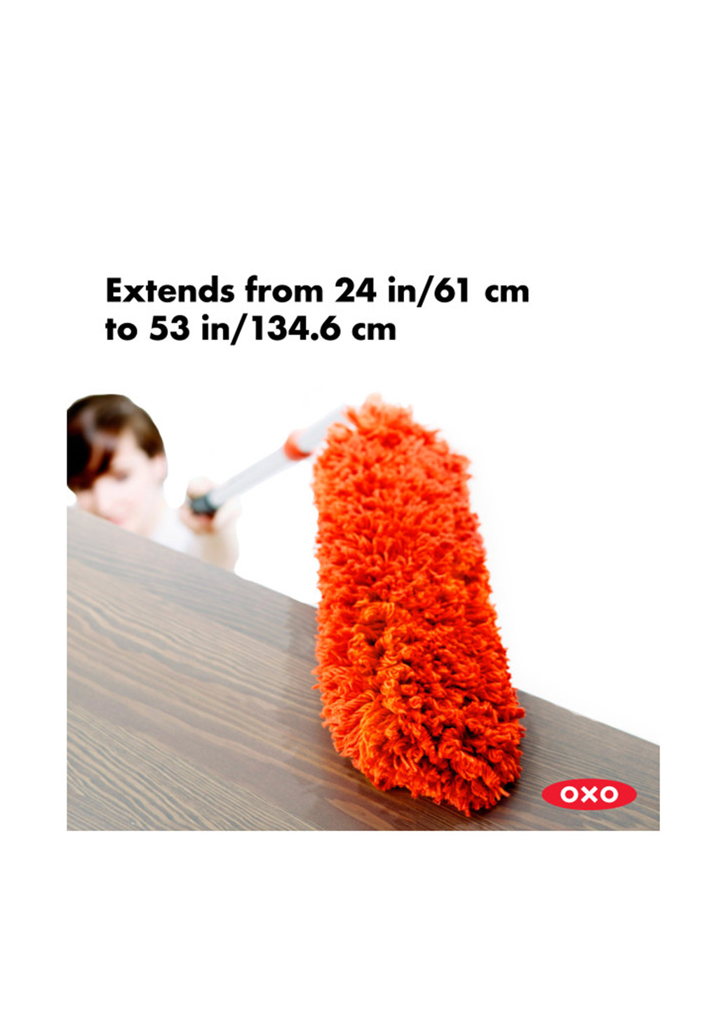 Швабра для удаления пыли, 4х11х62см OXO однотонная красная