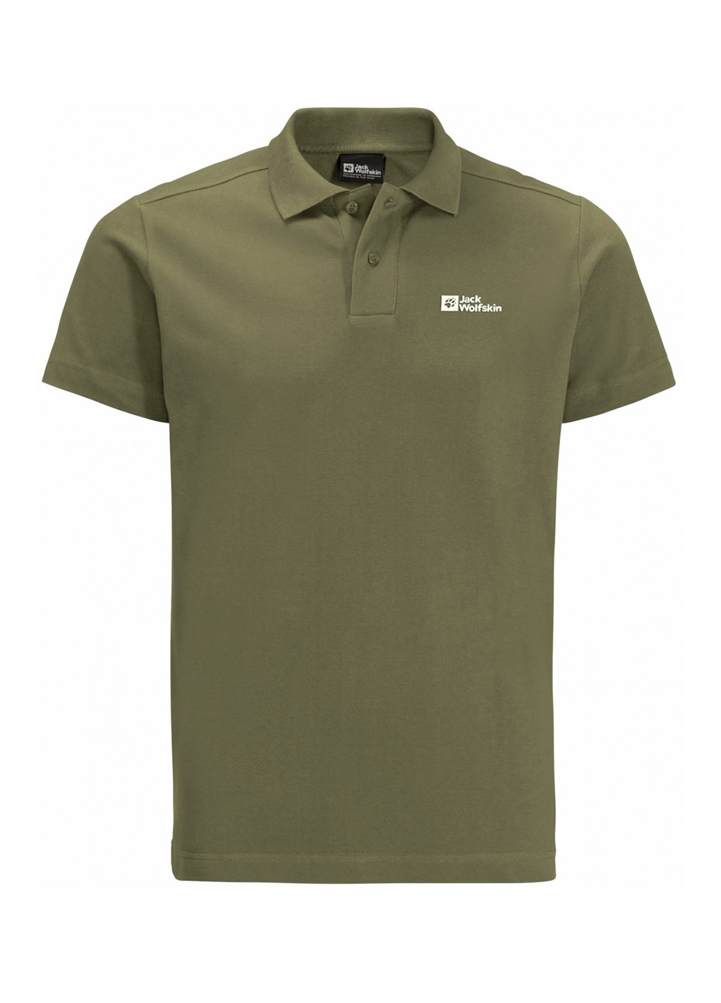 Оливковая (хаки) футболка-поло для мужчин Jack Wolfskin с логотипом