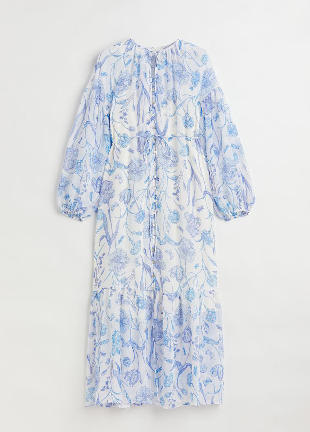 Голубое кэжуал платье клеш H&M с цветочным принтом