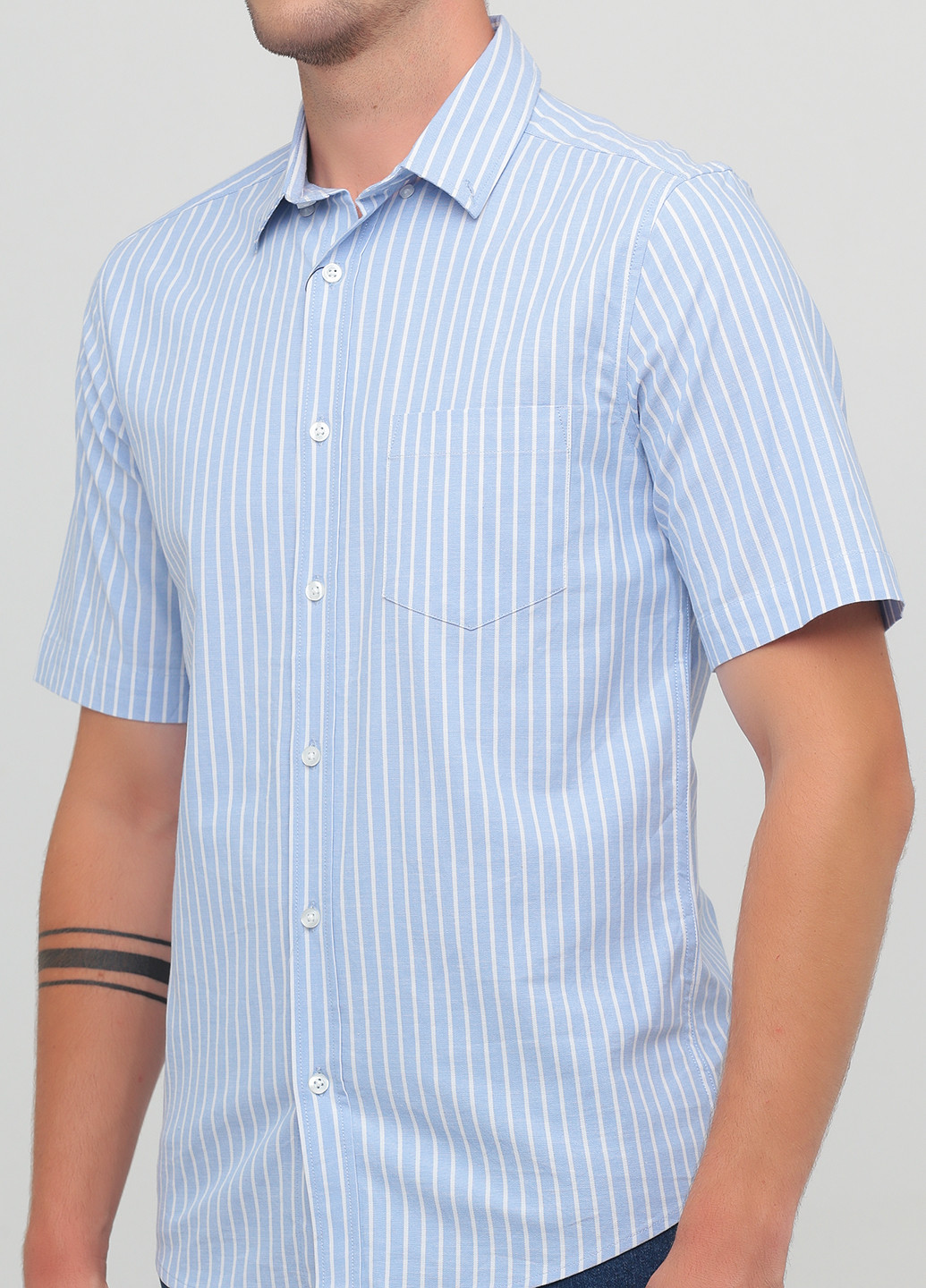 Темно-голубой кэжуал рубашка в полоску Primark