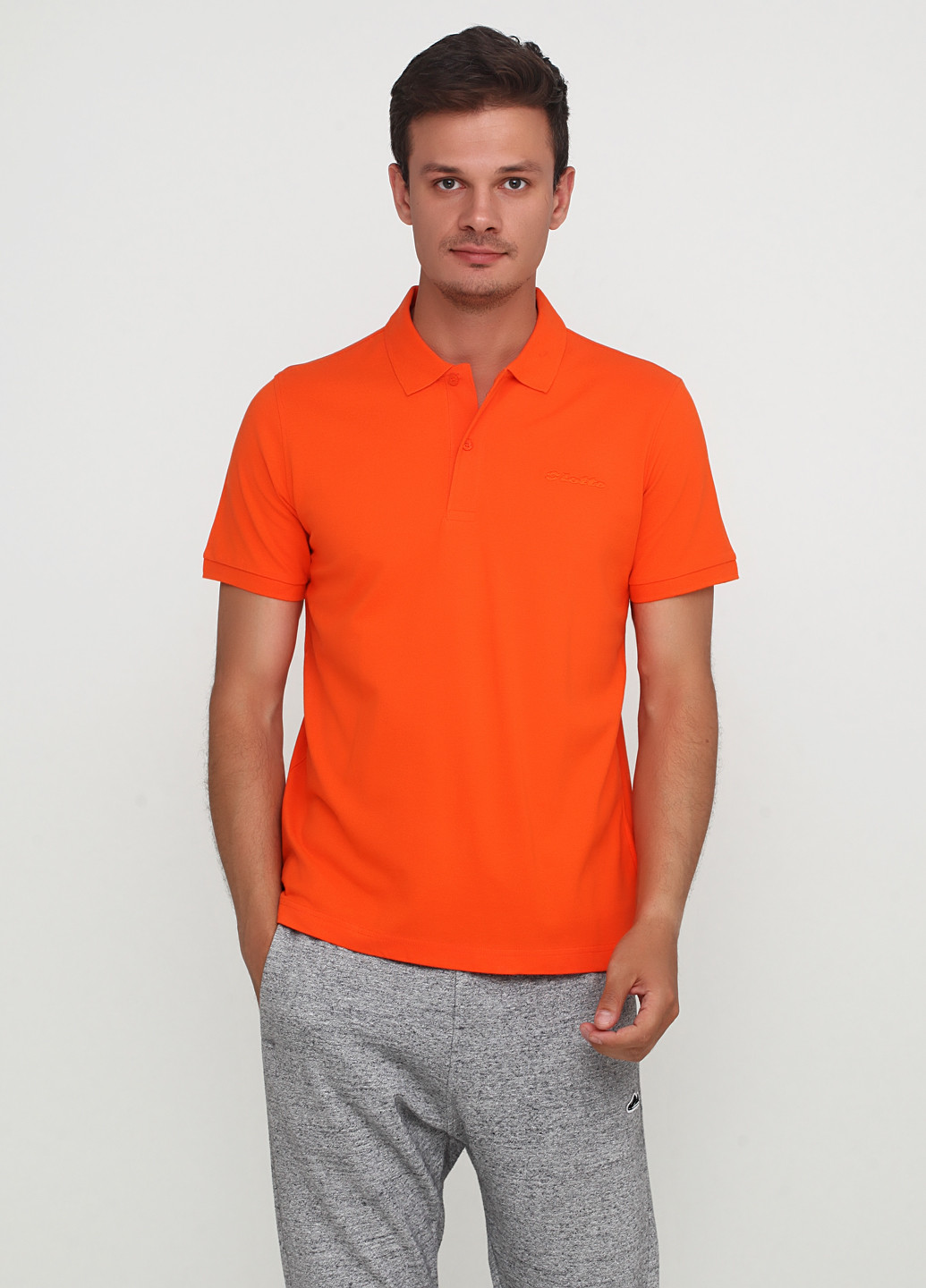 Оранжевая футболка-поло для мужчин Lotto однотонная