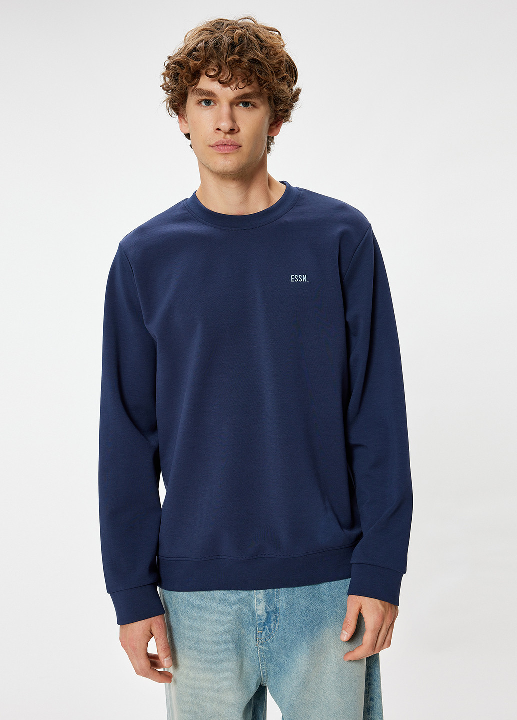 Темно-синій світшот KOTON напис без декору (362160004)