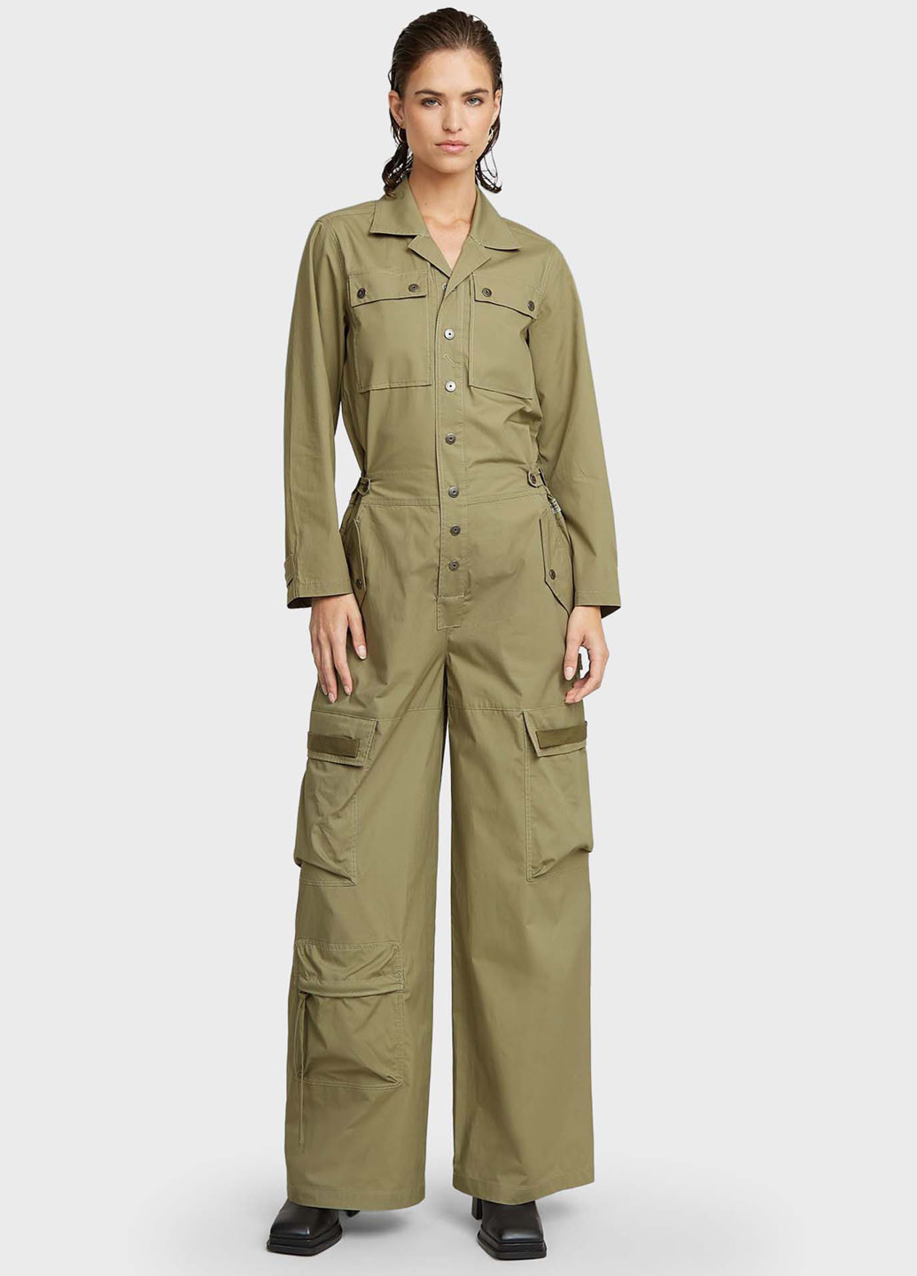 Комбинезон G-Star Raw комбинезон-брюки однотонный оливковый кэжуал хлопок