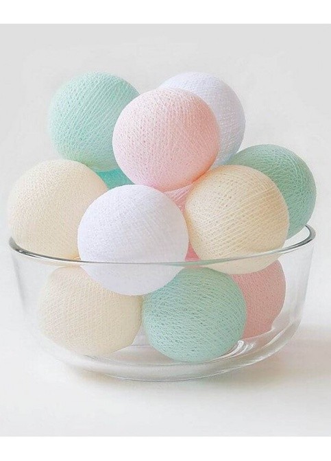 Гирлянда тайские шарики-фонарики CBL Baby Pastel 20 шариков, 3.7 м Cotton Ball Lights 4828 (252644084)