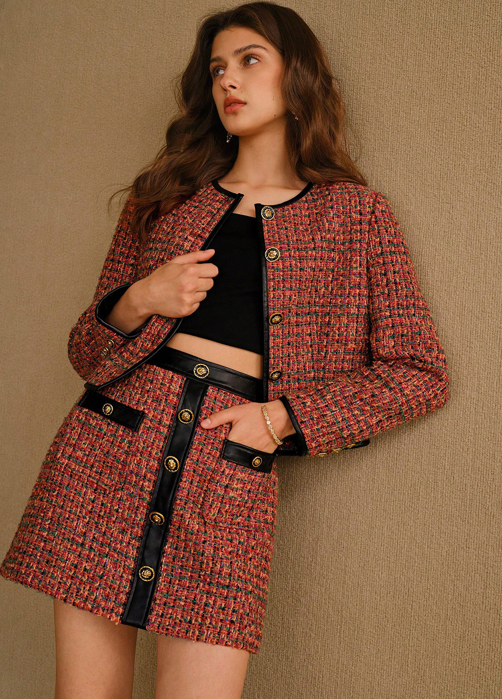 Разноцветная кэжуал в клетку юбка SHEIN а-силуэта (трапеция)