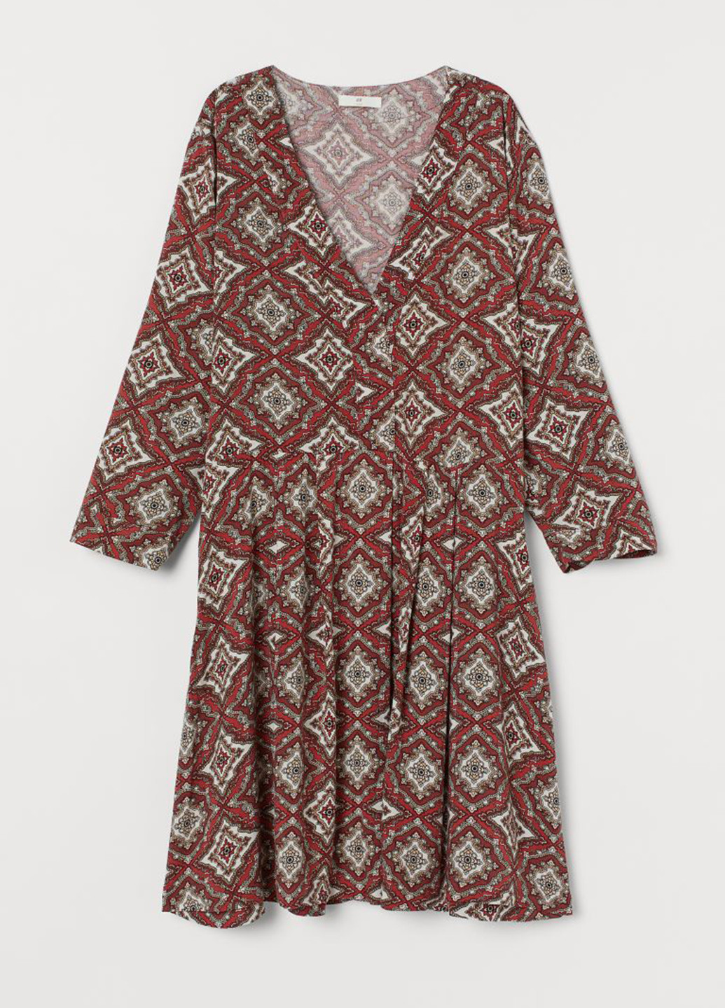 Терракотовое кэжуал платье H&M с орнаментом