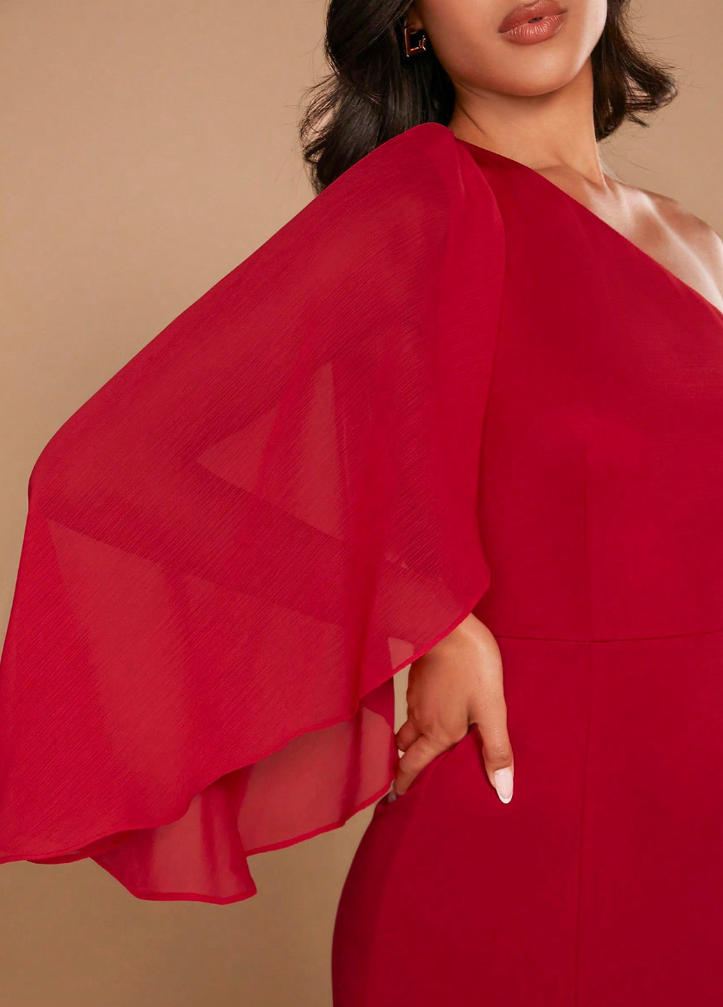 Бордова вечірня сукня на одне плече SHEIN однотонна