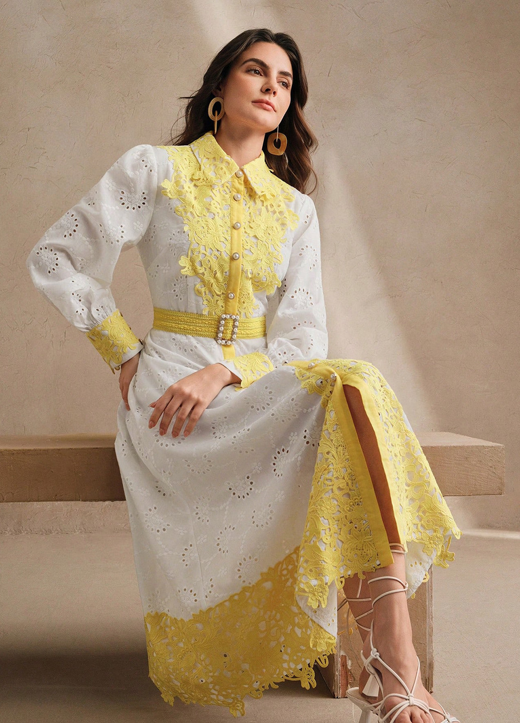 Комбінована святковий сукня сукня-сорочка, а-силует SHEIN колор блок