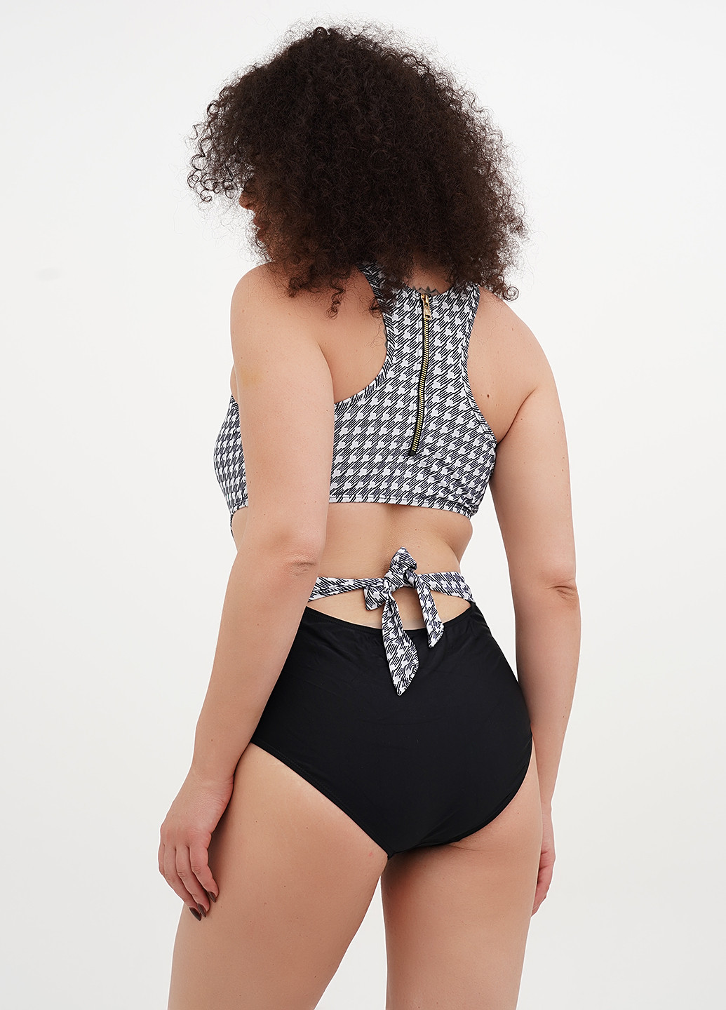 Чорно-білий літній купальник суцільний FS