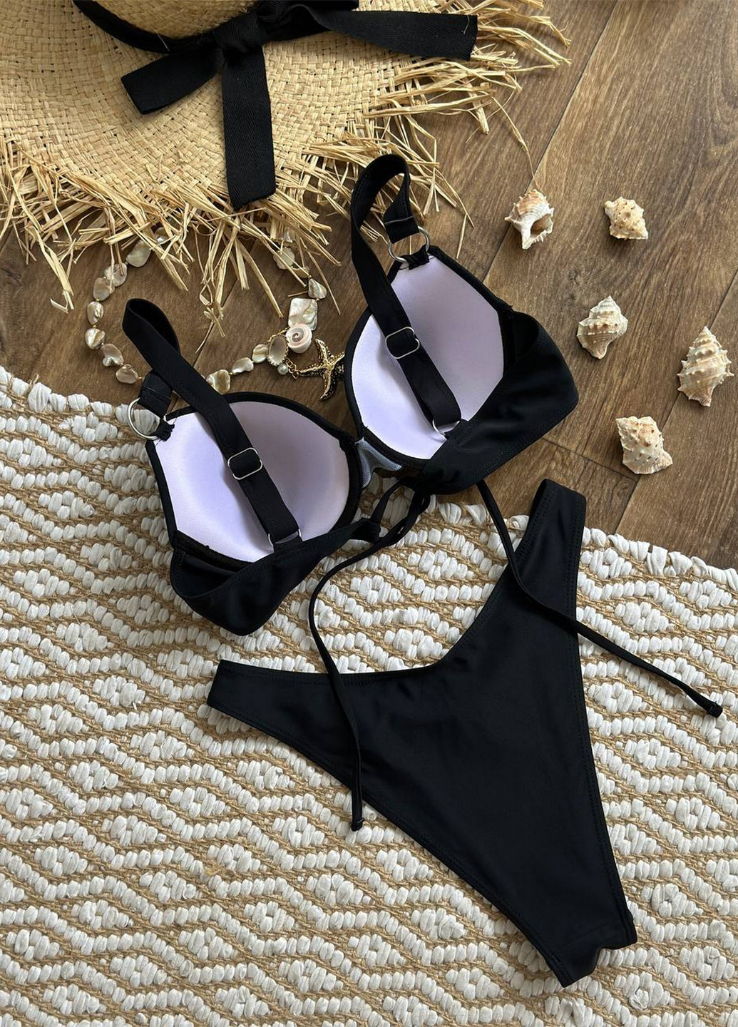 Чорний літній роздільний купальник (ліф, трусики) NOVA VEGA