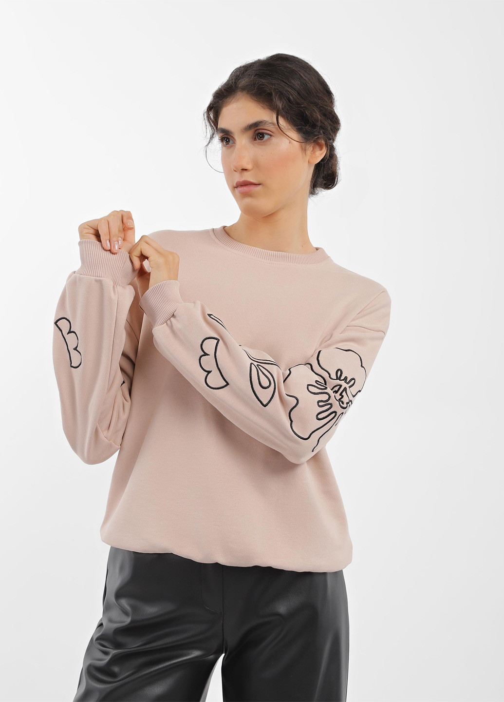 Бежевый свитшот Braska цветочный без декора (327234742)