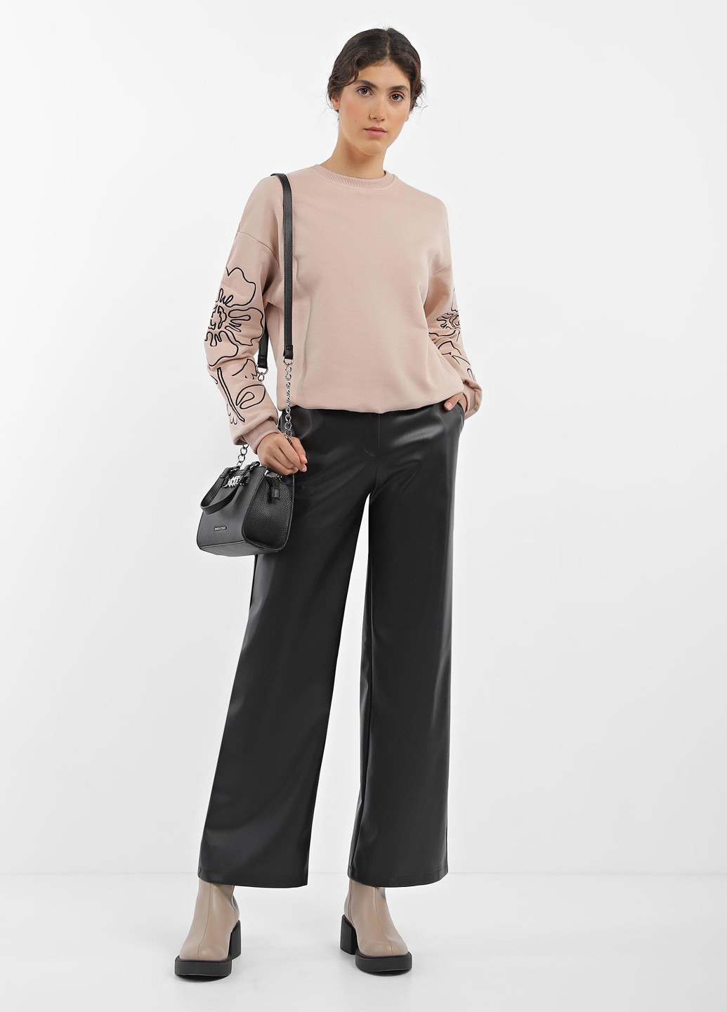 Бежевый свитшот Braska цветочный без декора (327234742)