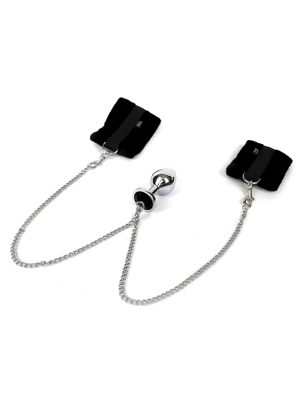 Наручники с металлической анальной пробкой Handcuffs with Metal Anal Plug size M Black Art of Sex (254953897)