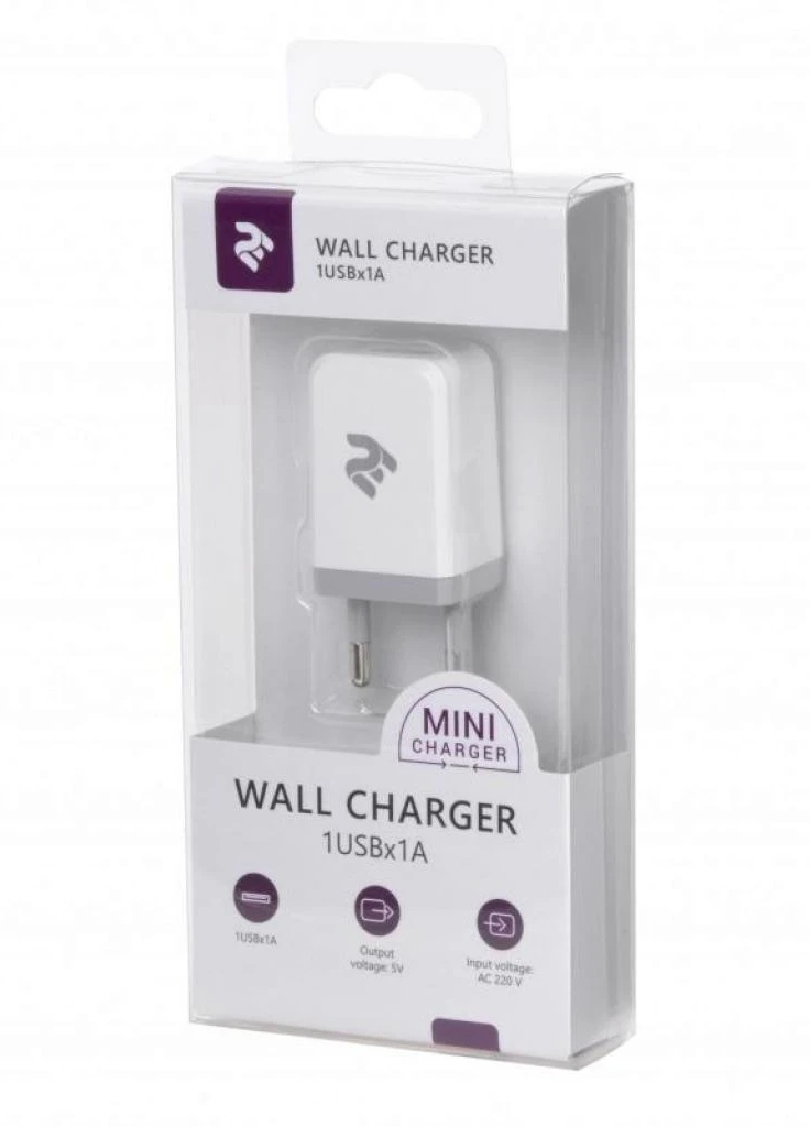 Зарядное устройство USB Wall Charger USB:DC5V/1A, white (-WC1USB1A-W) 2E (216638056)