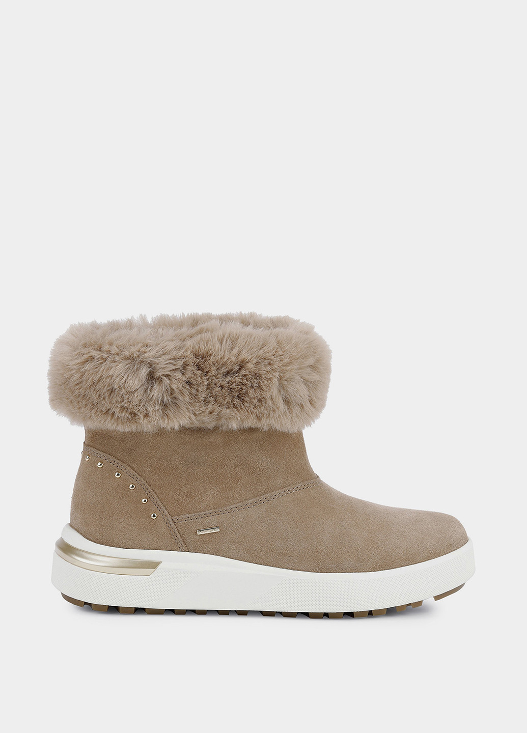 Осенние ботинки Geox с белой подошвой, с заклепками из натуральной замши, из искусственного меха